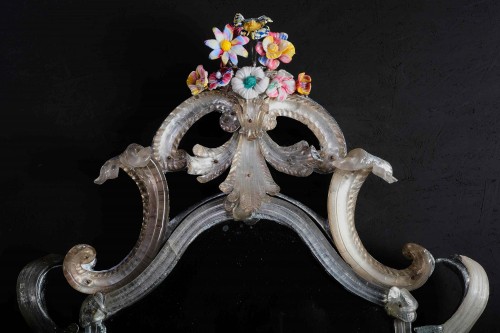 Antiquités - Pair of Murano mirrors with flowers circa 1730 