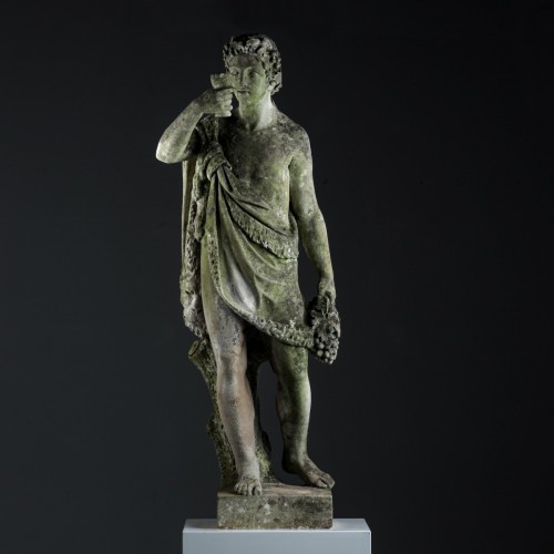 Antiquités - Statue de Bacchus en pierre sculptée vers 1800