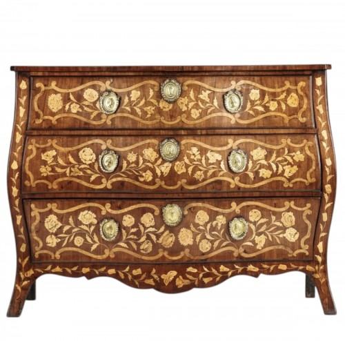 Commode Hollandaise du 18e siècle à marqueterie florale