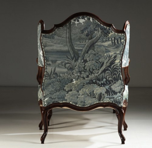 Antiquités - Fauteuil bergère et tabouret, vers 1880