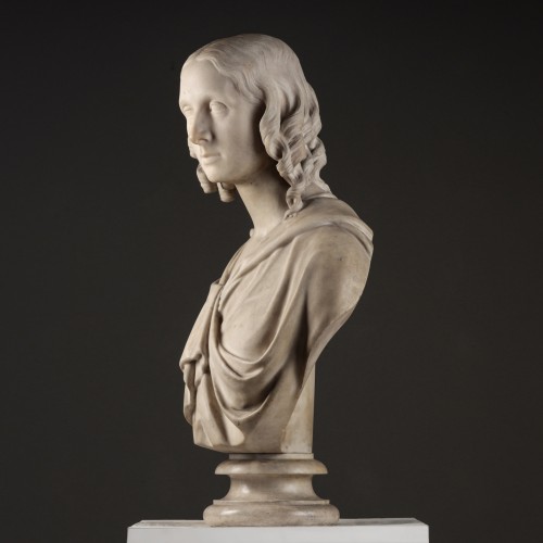 Sculpture Sculpture en Marbre - Buste de dame en marbre blanc, vers 1865