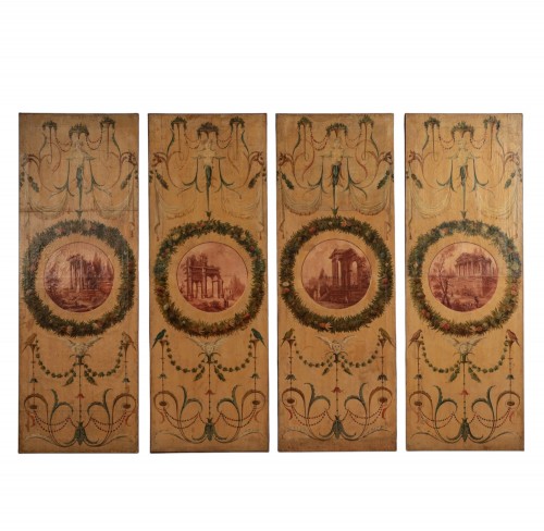 A Set of Four, 19th Century Painted Panels 