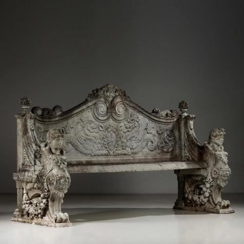 Banc de jardin en marbre, Italie vers 1880 - Matériaux & Architecture Style 