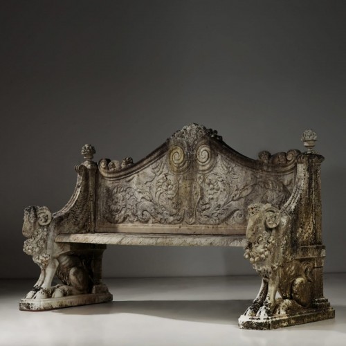 Banc de jardin en marbre, Italie vers 1880 - Matériaux & Architecture Style 