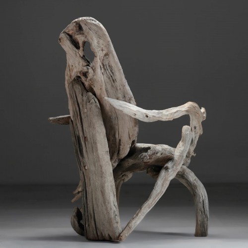 Sculpture Sculpture en Bois - Cchaise en bois flotté du 20e siècle