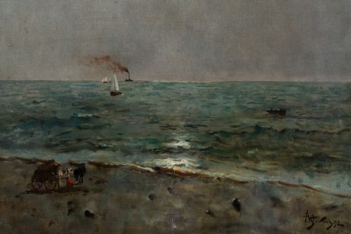 Alfred Stevens (1823 – 1906) - Clair de lune sur la mer - Valentina Safarian Fine Art