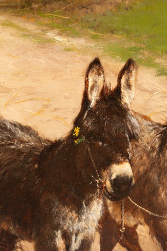 XIXe siècle - Edgar Bundy (1862 – 1922) - Peasant Children Walking the Donkeys