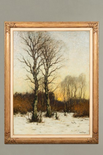 Tableaux et dessins Tableaux du XXe siècle - Cornelis Kuijpers ( 1864 – 1932 ) - Coucher de soleil dans une forêt d'hiver