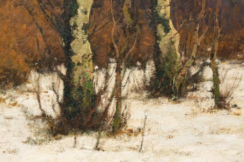  - Cornelis Kuijpers ( 1864 – 1932 ) - Coucher de soleil dans une forêt d'hiver
