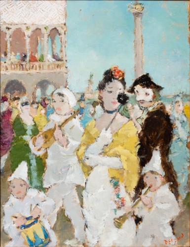 Dietz Edzard (1893 – 1963) - Carnaval à Venise - Tableaux et dessins Style Années 50-60