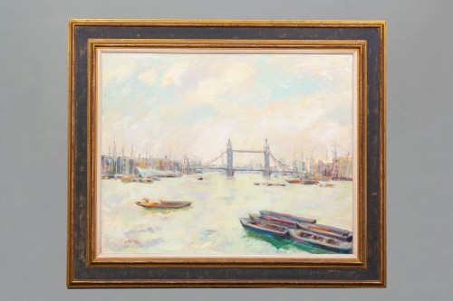 Charles Hug (1899 – 1979) - La Tamise Et Le Tower Bridge - Tableaux et dessins Style 