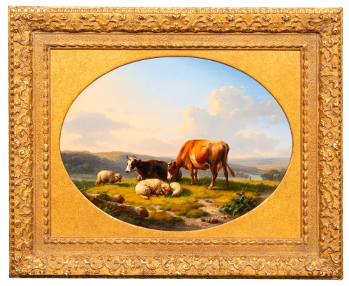 Eugène Joseph Verboeckhoven (1798 – 1881) - Paysage avec vaches et moutons