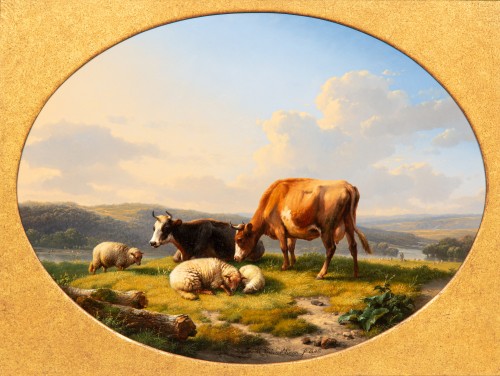 Eugène Joseph Verboeckhoven (1798 – 1881) - Paysage avec vaches et moutons - Tableaux et dessins Style 