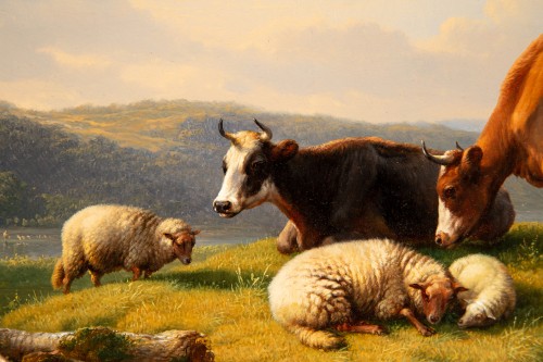  - Eugène Joseph Verboeckhoven (1798 – 1881) - Paysage avec vaches et moutons