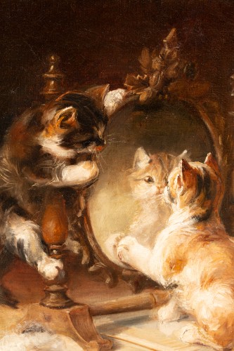 XIXe siècle - Joseph Bail (1862 – 1921) - Chats jouant autour d'un miroir