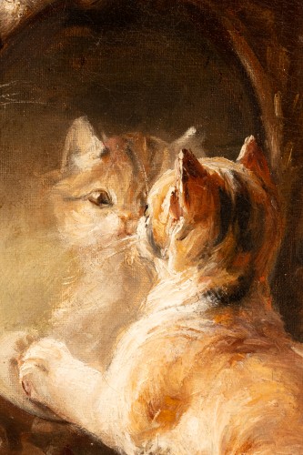 Joseph Bail (1862 – 1921) - Cats Playing Around A Mirror - 