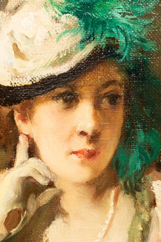 XIXe siècle - Fernand Toussaint (1873 – 1956) - Dame en cape rose