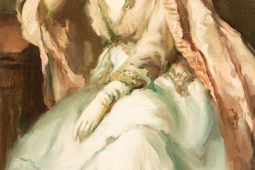 Antiquités - Fernand Toussaint (1873 – 1956) - Dame en cape rose