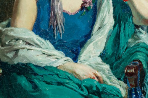Henri Joseph Thomas (1878  – 1972) - Lady with the Blue Hat - Art nouveau
