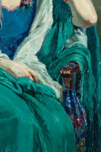Antiquités - Henri Joseph Thomas (1878  – 1972) - Lady with the Blue Hat