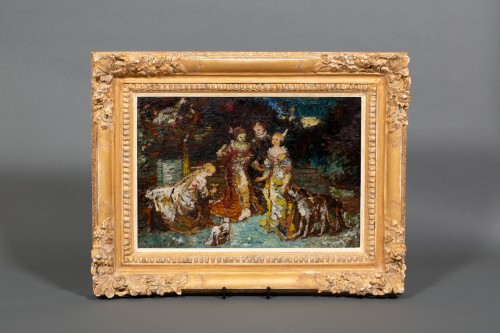Paintings & Drawings  - Adolph Monticelli (1824  - 1886) - Quatre figures dans un parc