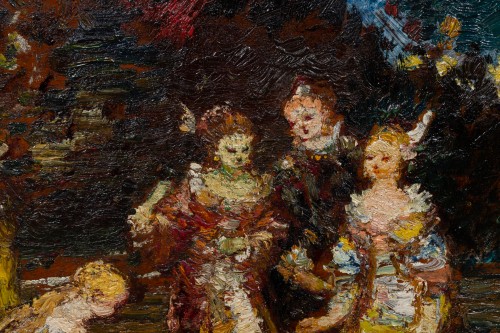 Adolph Monticelli (1824  - 1886) - Quatre figures dans un parc - 