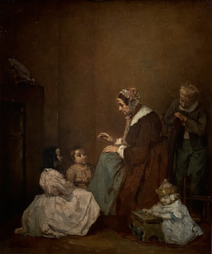 Théodule Augustin Ribot (1823 – 1891) - The Singing Lesson  - 
