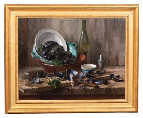 August Willem Van Voorden (1881 - 1921) - Still Life after a Meal of Mussel