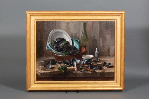 August Willem Van Voorden (1881 - 1921) - Still Life after a Meal of Mussel - 