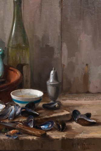  - August Willem Van Voorden (1881 - 1921) - Still Life after a Meal of Mussel