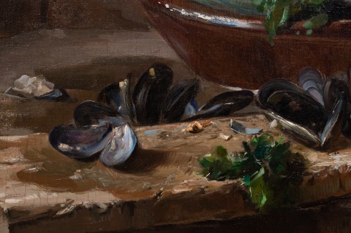 Antiquités - August Willem Van Voorden (1881 - 1921) - Nature morte après un repas de moules