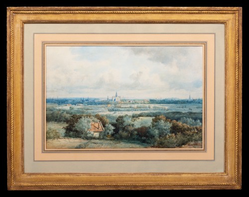 Johannes Joseph Destrée (1827 – 1888) - Vue de Haarlem avec la cathédrale Saint-Bavo - Tableaux et dessins Style 