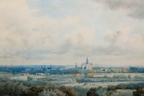 Johannes Joseph Destrée (1827 – 1888) - Vue de Haarlem avec la cathédrale Saint-Bavo - 