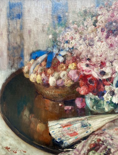  - Fernand Toussaint (1873 – 1956) - 'Nature morte avec fleurs dans un vase'