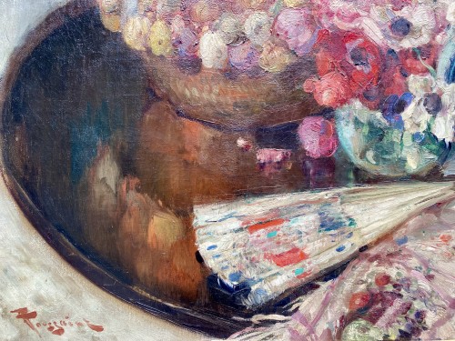 Antiquités - Fernand Toussaint (1873 – 1956) - 'Nature morte avec fleurs dans un vase'