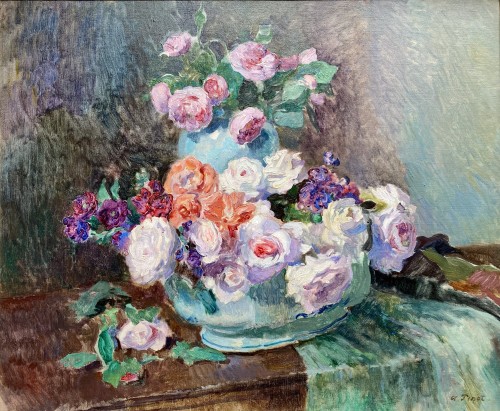 Albert Pinot (1875 – 1962) - Nature morte avec des fleurs dans un vase - Tableaux et dessins Style Art Déco