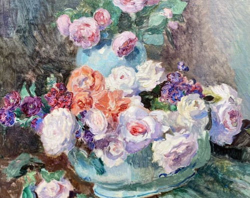 Paintings & Drawings  - Albert Pinot (1875 – 1962H) - Still Life with Flowers in a Vase