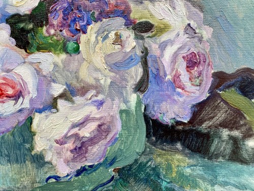 Antiquités - Albert Pinot (1875 – 1962) - Nature morte avec des fleurs dans un vase