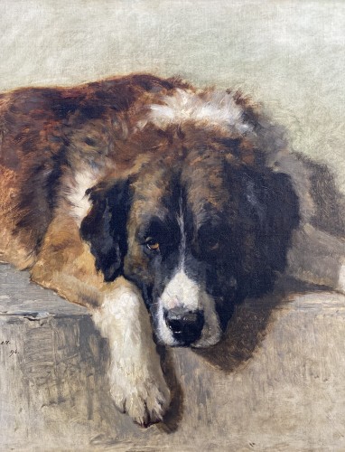 Tableaux et dessins Tableaux XIXe siècle - Henriëtte Ronner- Knip (1821 – 1909) - Portrait d'un chien de montagne bernois