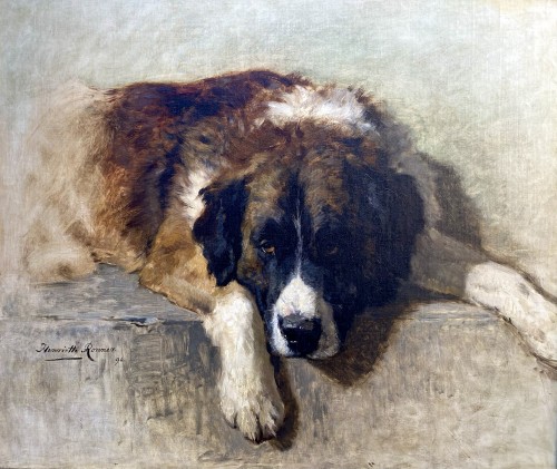 Antiquités - Henriëtte Ronner- Knip (1821 – 1909) - Portrait d'un chien de montagne bernois