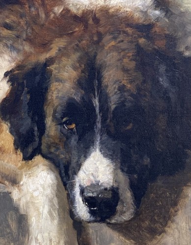 Antiquités - Henriëtte Ronner- Knip (1821 – 1909) - Portrait d'un chien de montagne bernois