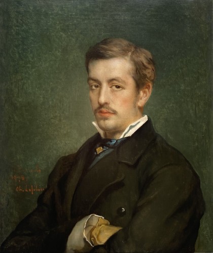 Jean François Portaels (1818 – 1895) - Portrait d'un homme en manteau noir