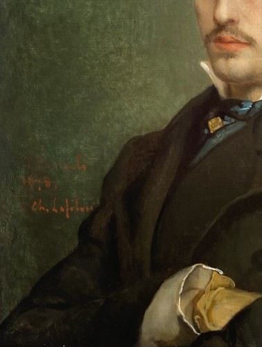 XIXe siècle - Jean François Portaels (1818 – 1895) - Portrait d'un homme en manteau noir