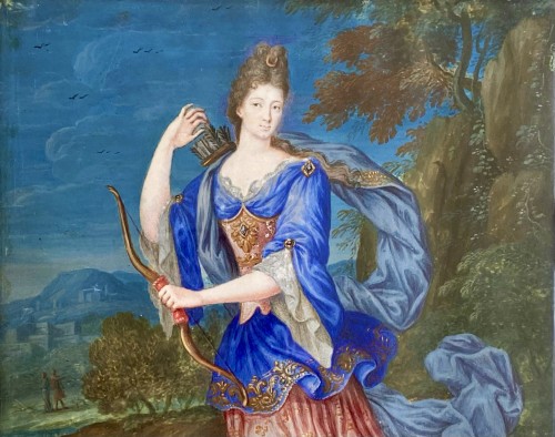 Tableaux et dessins Dessin, Aquarelle & Pastel - Diane, déesse de la chasse, École française vers 1660 