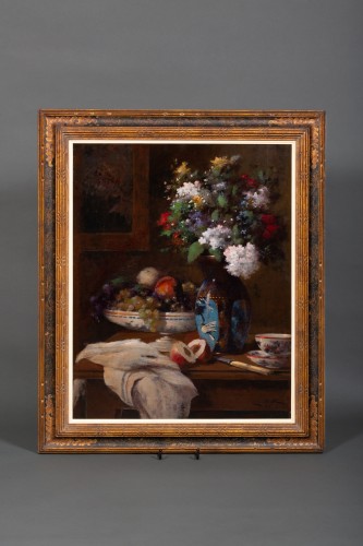 Tableaux et dessins Tableaux du XXe siècle - Jean Eritziane (1850 – 1925) - Nature morte avec fleurs et fruits