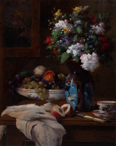 Jean Eritziane (1850 – 1925) - &#039; Still Life With Flowers And Fruits&#039; - 