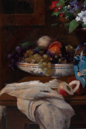 XXe siècle - Jean Eritziane (1850 – 1925) - Nature morte avec fleurs et fruits