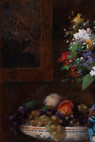 Antiquités - Jean Eritziane (1850 – 1925) - Nature morte avec fleurs et fruits