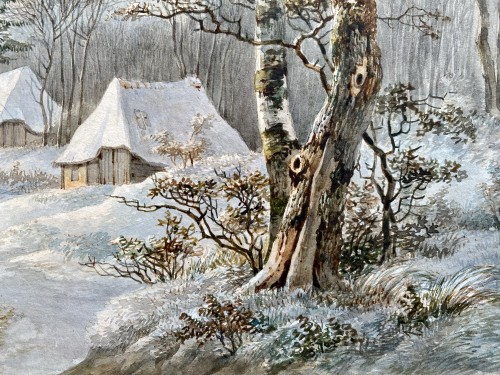 Willem de Klerk (1800 – 1876)  - Paysage d'hiver avec une charrette - Tableaux et dessins Style Restauration - Charles X