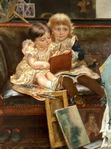 Edgard Farasyn (1858 – 1938) - The Mischievous Little Artists - Paintings & Drawings Style 